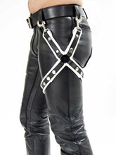 Harnais de jambe en cuir Mister B Noir/Blanc 602840 Taille L/XL